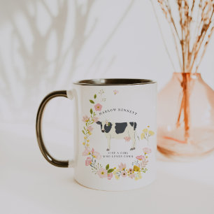 Bara en tjej som älskar kor Monogram Mugg