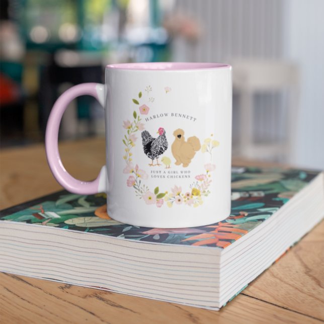 Bara en tjej som älskar kycklingar | Monogram Mugg (Skapare uppladdad)