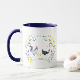 Bara en tjej som älskar kycklingar | Monogrammugg Mugg