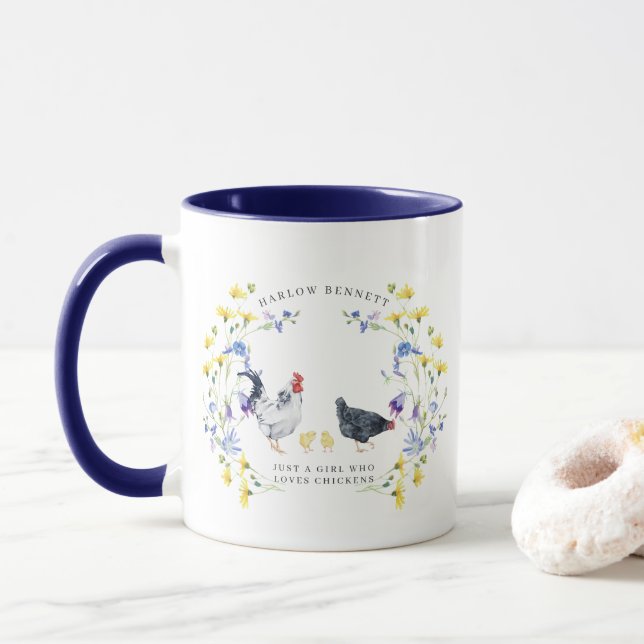 Bara en tjej som älskar kycklingar | Monogrammugg Mugg (Med munk)