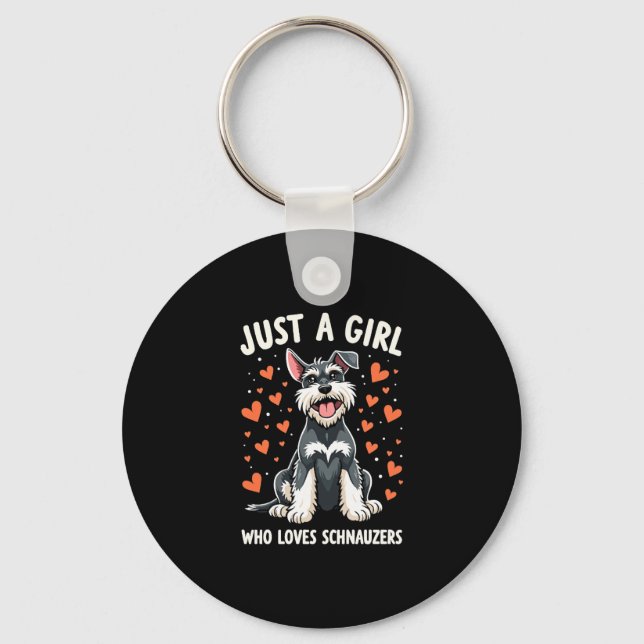 Bara en tjej som älskar Miniature Schnauzer Nyckelring (Framsida)