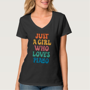 Bara En Tjej Som älskar Piano Pianist Piano Spelar T Shirt