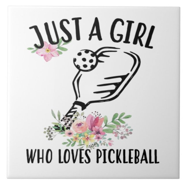 Bara en tjej som älskar Pickleball Kakelplatta (Framsidan)