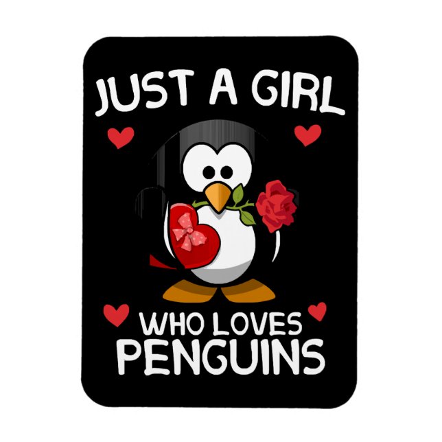 Bara en tjej som älskar pingviner magnet (Vertikal)