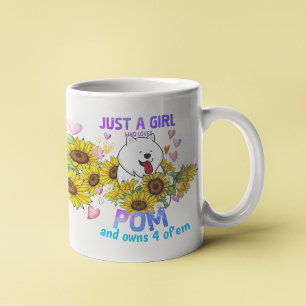 Bara en tjej som älskar Pomeranian Solros Blommig Kaffemugg