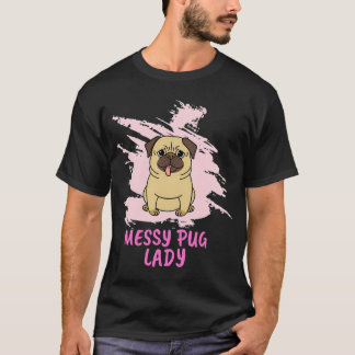 Bara en tjej som älskar Pugs söta akvarell Pug kon T Shirt