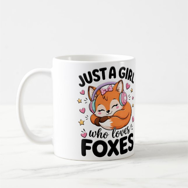 Bara en tjej som älskar rävar Söt rosa Citat Kaffemugg (Vänster)