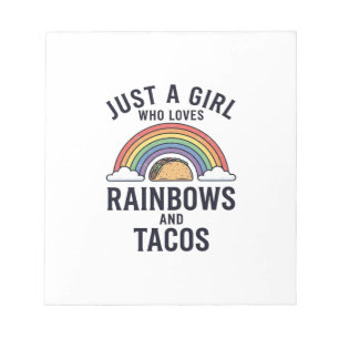 Bara en tjej som älskar regnbågar och tacos skjort anteckningsblock