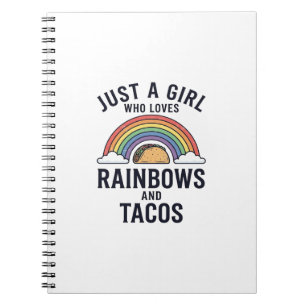 Bara en tjej som älskar regnbågar och tacos skjort anteckningsbok