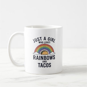 Bara en tjej som älskar regnbågar och tacos skjort kaffemugg
