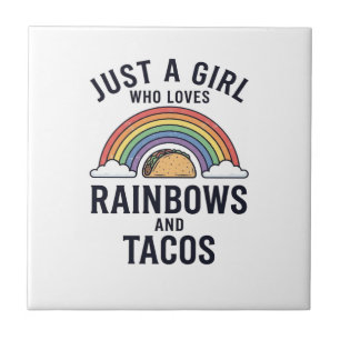 Bara en tjej som älskar regnbågar och tacos skjort kakelplatta