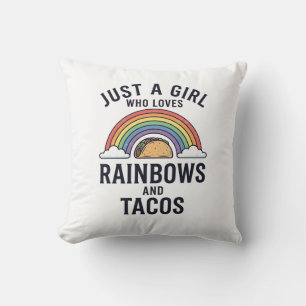 Bara en tjej som älskar regnbågar och tacos skjort kudde