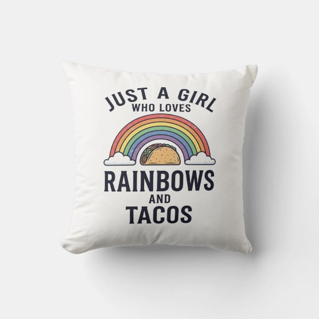 Bara en tjej som älskar regnbågar och tacos skjort kudde (Framsida)