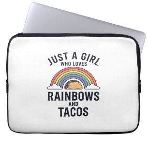 Bara en tjej som älskar regnbågar och tacos skjort laptop fodral