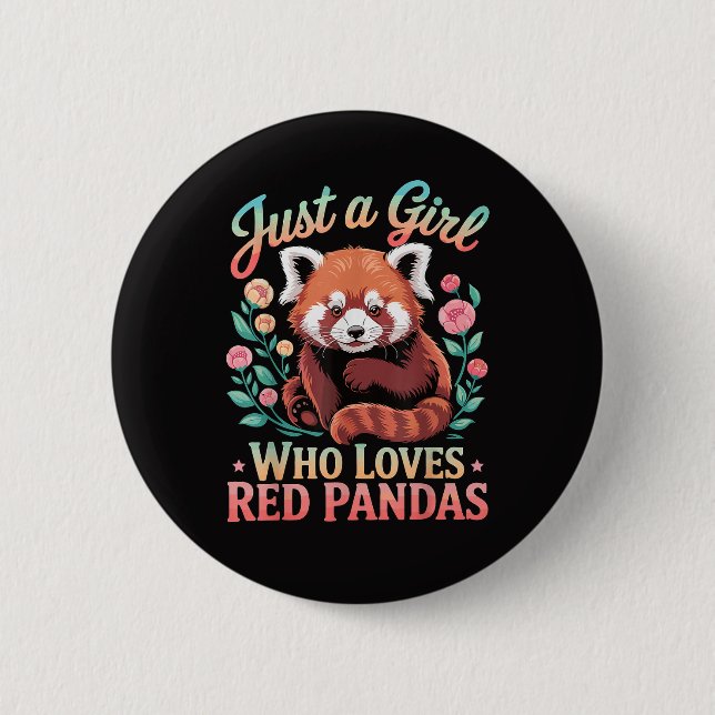 Bara en tjej som älskar röda pandor knapp (Framsida)