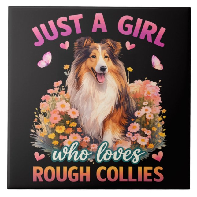 Bara en tjej som älskar Rough Collies Kakelplatta (Framsidan)