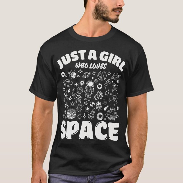 Bara en tjej som älskar rymdplaneter Science Lover T Shirt (Framsida)
