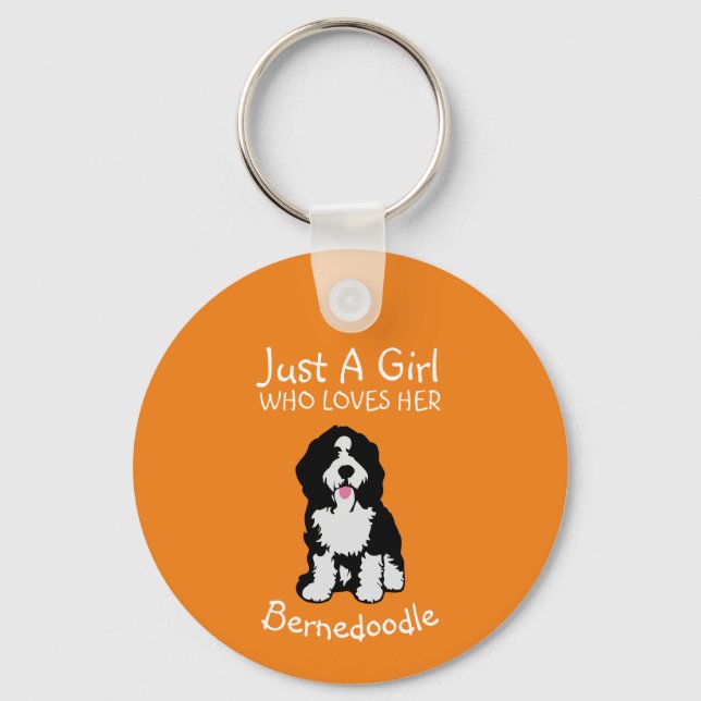 Bara en tjej som älskar sin Bernedoodle Nyckelring (Framsida)
