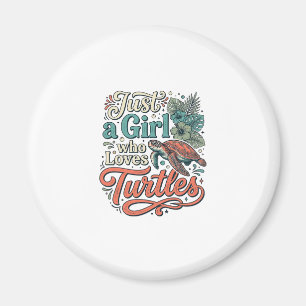 Bara en tjej som älskar sköldpaddor Vintage tröja Magnet