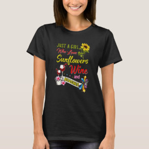 Bara en tjej som älskar solrosor vin och stränder t shirt