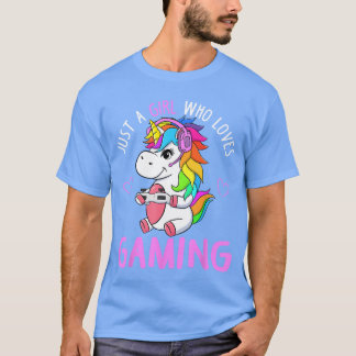 Bara en tjej som älskar spel söta spelare enhörnin t shirt