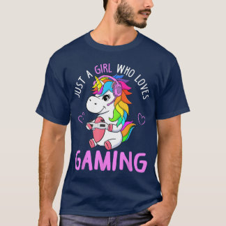 Bara en tjej som älskar spel söta spelare enhörnin t shirt