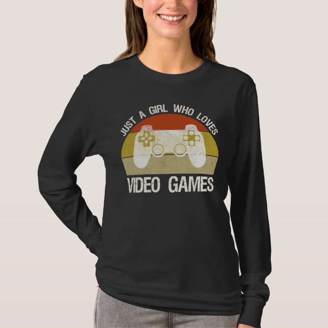 Bara en tjej som älskar tv-spel t shirt (Framsida)