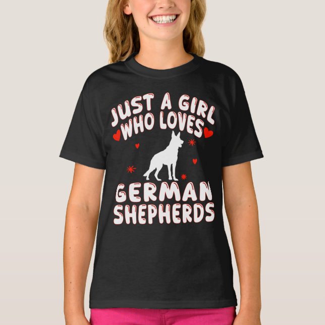 Bara en tjej som älskar tyska herdar t shirt (Framsida)