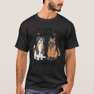 Bara en tjej som älskar vallhundar Aussie tysk her T Shirt