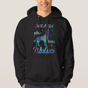 Bara en tjej som älskar vargar djur hoodie