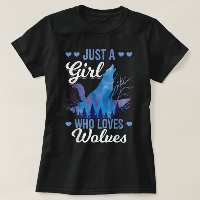 Bara en tjej som älskar vargar t shirt (Design framsida)