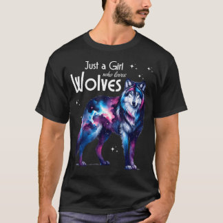 Bara en tjej som älskar vargar tjejer kvinnor tonå t shirt