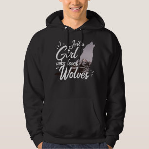 Bara en tjej som älskar vargar varg hoodie