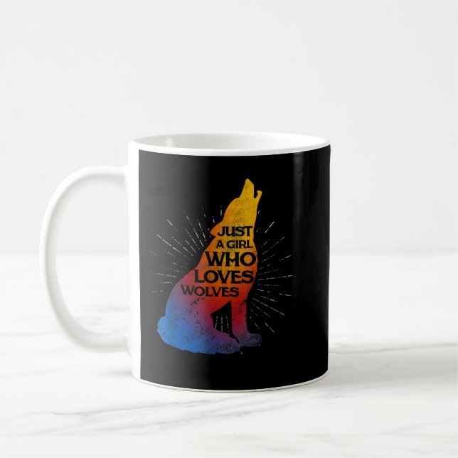Bara en tjej som älskar vargar Vargflock tjej Kaffemugg (Vänster)