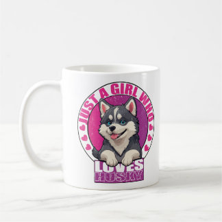 Bara en tjej som älskare husky,Husky white,huskies Kaffemugg