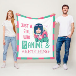 Bara en tjej som animerar och skissar i kärlek fleecefilt