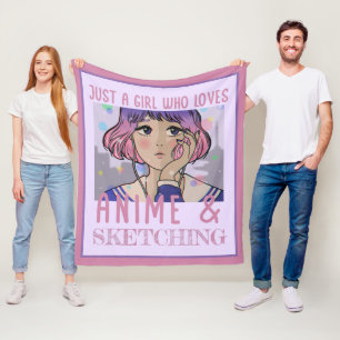 Bara en tjej som animerar och skissar i kärlek fleecefilt