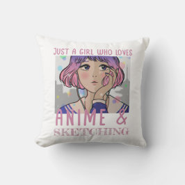 Bara en tjej som animerar och skissar i kärlek kudde