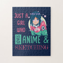 Bara en tjej som animerar och skissar i kärlek pussel