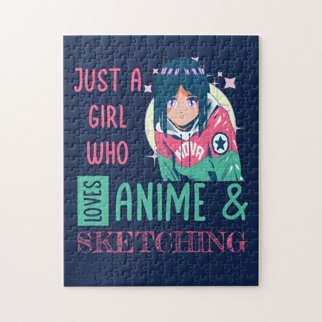 Bara en tjej som animerar och skissar i kärlek pussel (Vertikal)