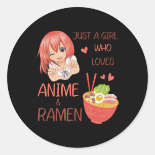 Bara en tjej som kärlek Anime och Ramen Japan Anim Runt Klistermärke
