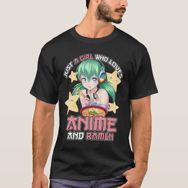 Bara en tjej som Kärlek anime och Ramen Japane. T Shirt (Framsida)