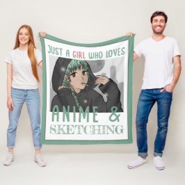 Bara en tjej som kärlek Anime och Sketching Fleecefilt