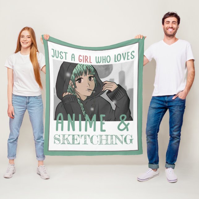 Bara en tjej som kärlek Anime och Sketching Fleecefilt (På plats)