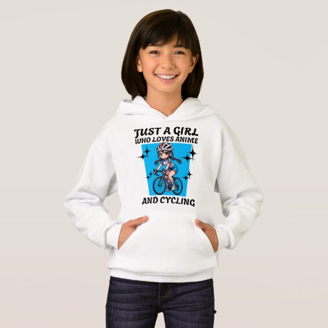 Bara en tjej som kärlek animerar och cyklar t shirt (Hel framsida)