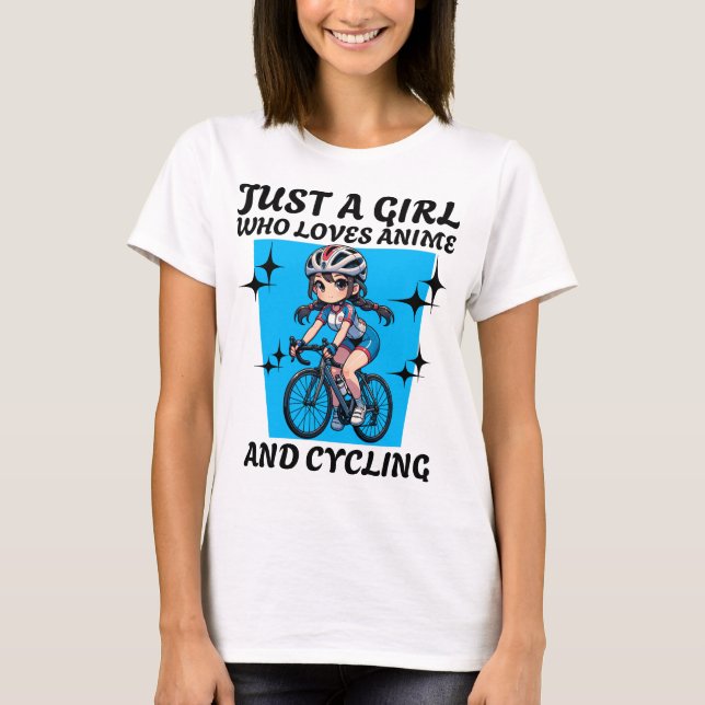 Bara en tjej som kärlek animerar och cyklar t shirt (Framsida)