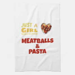 Bara en tjej som kärlek äter bollar och pasta kökshandduk