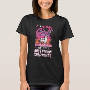 Bara en tjej som kärlek Australian shepherd Aussie T Shirt