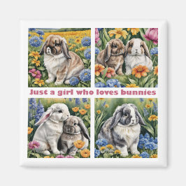 Bara en tjej som kärlek bunnies kylen magnet
