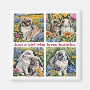 Bara en tjej som kärlek bunnies kylen magnet